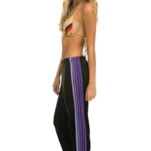 Women's Black Pants with Purple Stripes Avaitor Nation